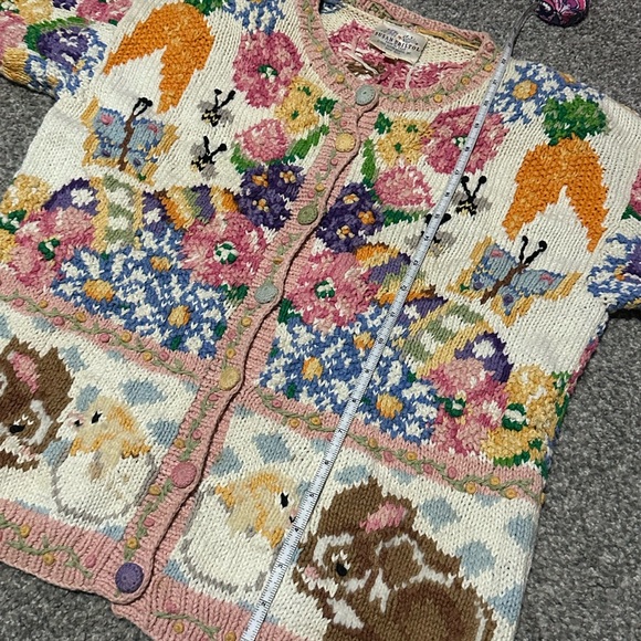 Susan Bristol Floral and Bunny Sweater size S Vintage 1994 - Picture 10 of 13